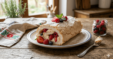 Habcsók tekercs bogyós gyümölcsökkel